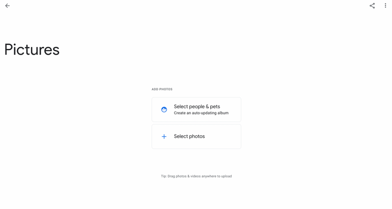 Google photos empty album view